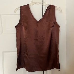 Vintage Silk Satin V-Neck Sleeveless Blouse